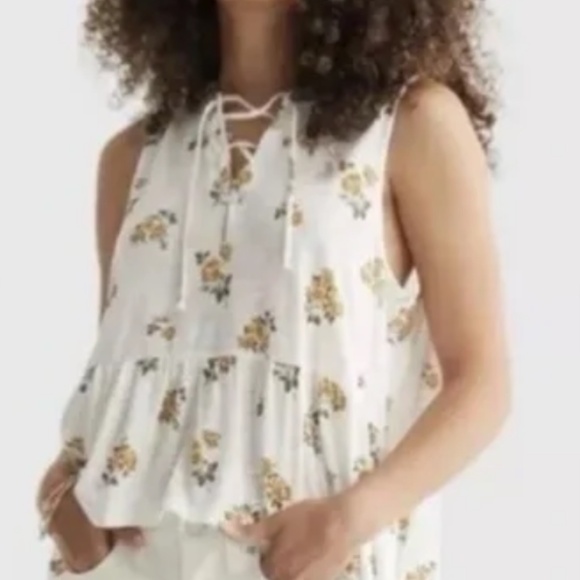 Lucky Brand High Low Soft Tank Top Tie Front Floral Women | Size S/P - Picture 1 of 16